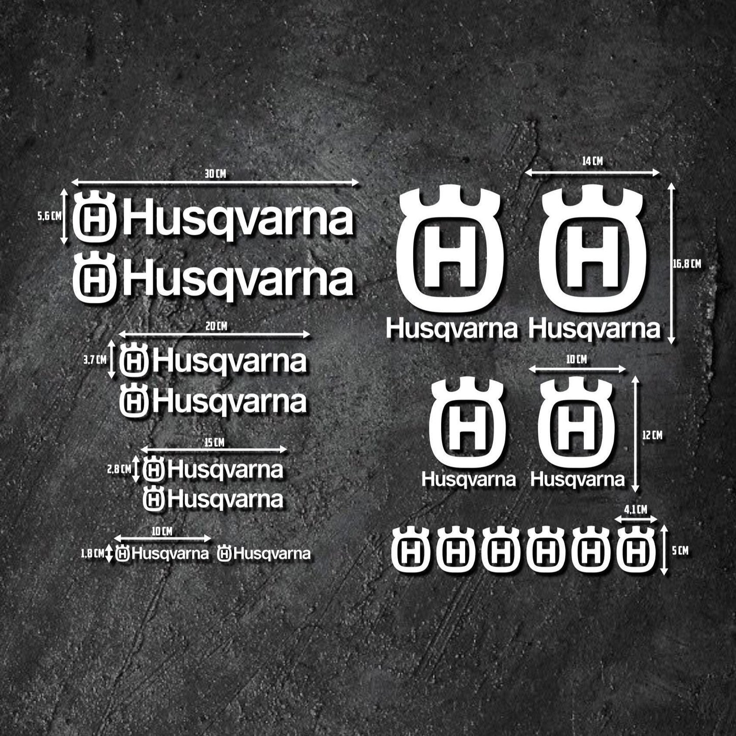 Husqvarna - 18-Decal Set - Vinyl Decals | For Helmets, Vehicles, Tools and More