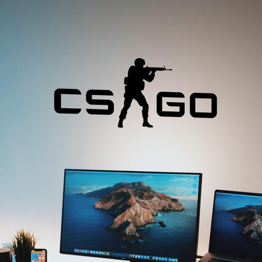 Autocolante em vinil do logótipo CS:GO – Para paredes, computadores portáteis e superfícies lisas