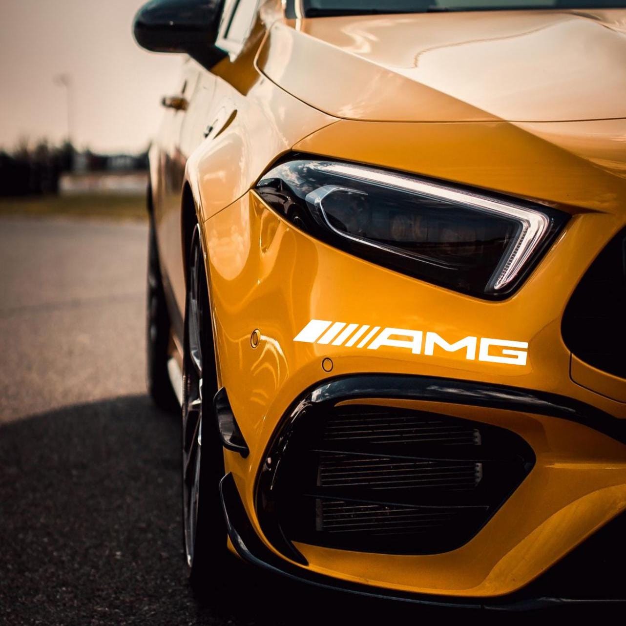 AMG - Conjunto de 2 autocolantes em vinil | Mercedes Benz AMG Racing Sport, autocolantes duráveis para automóvel, carrinha, janela e parede