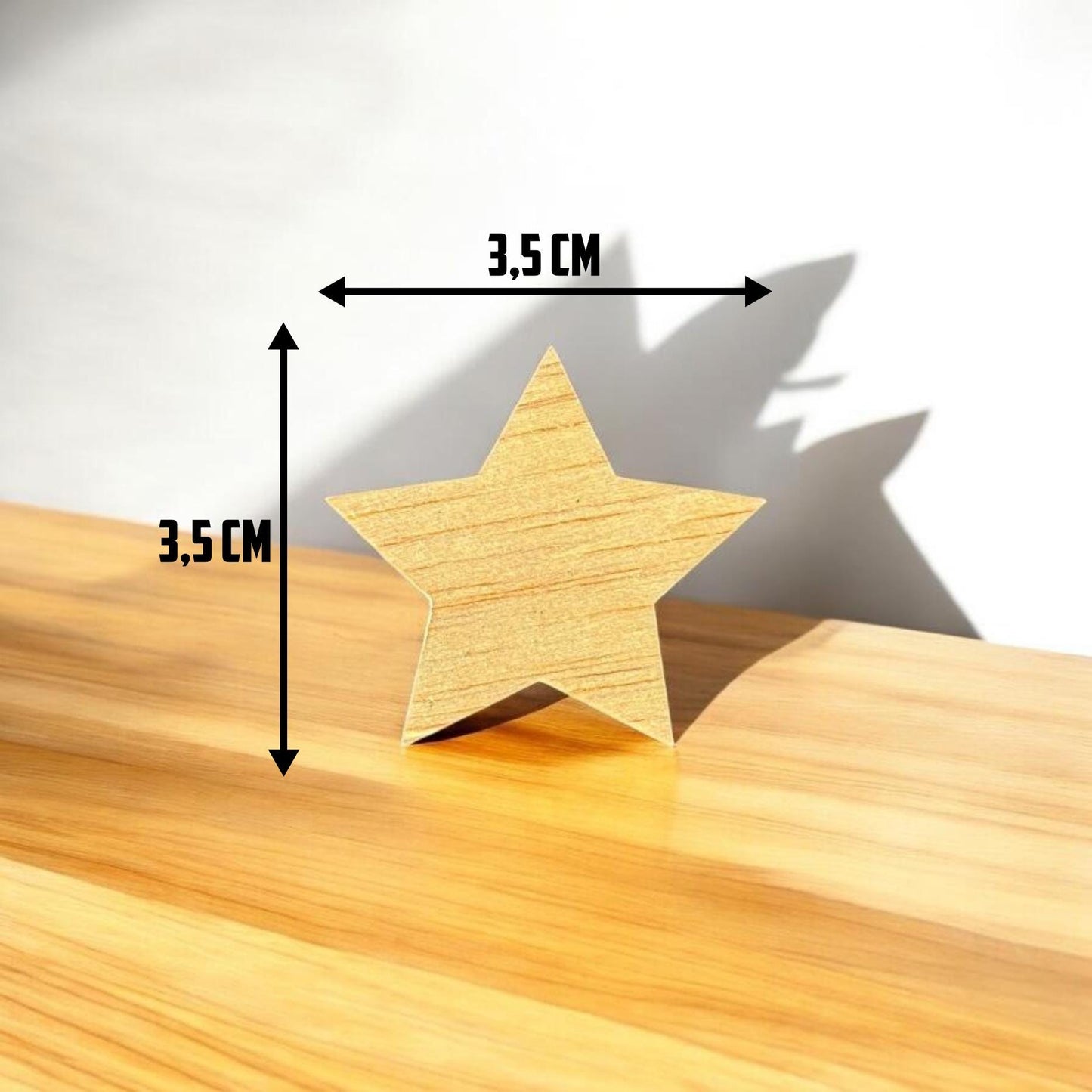 Formas de estrelas em madeira – Formas para artesanato cortados a laser (10–100 peças) – 35x35 mm, 3 mm de espessura – Sem acabamento para artesanato DIY e de Natal