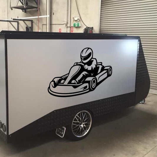 Silhueta de Kart em vinil - Conjunto de 2 autocolantes - Carrinhas, Vidros, Reboques e muito mais