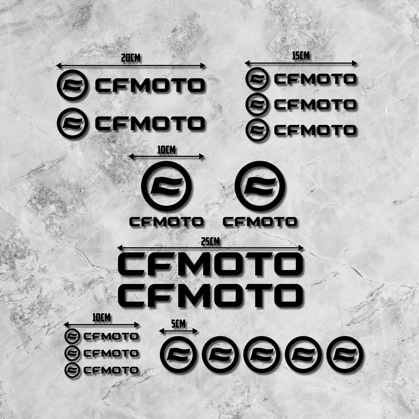 Autocolantes em vinil CFMOTO (Conjunto de 17 autocolantes) para ATV, UTV, moto, capacete, garagem