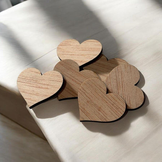 Formas de coração em madeira – Blanks de artesanato cortados a laser (10–100 peças) – 30x35 mm, 3 mm de espessura para bricolage, pintura e decoração