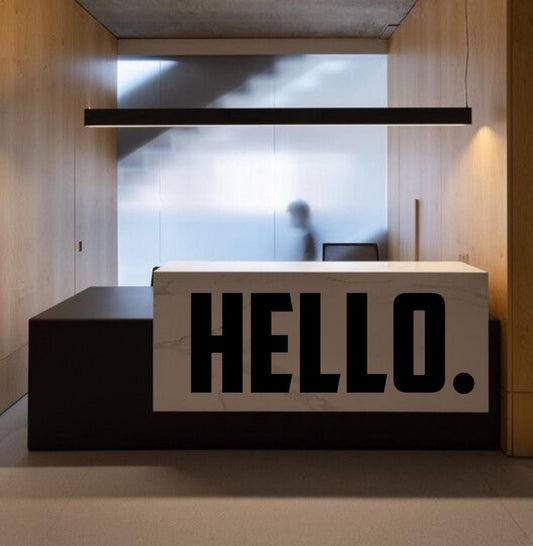 Autocolante de parede em vinil moderno – “HELLO.” – Autocolante de vinil recortado para casa ou escritório
