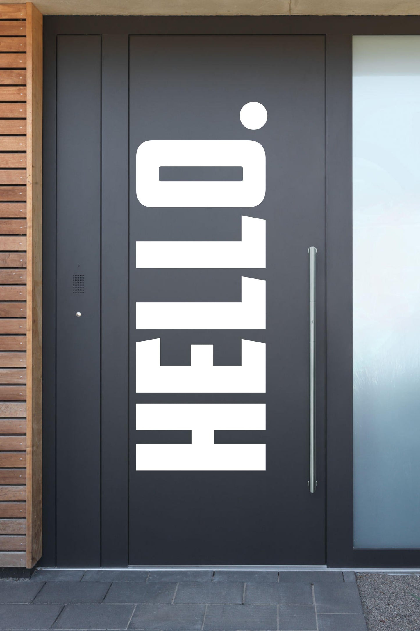 Autocolante de parede em vinil moderno – “HELLO.” – Autocolante de vinil recortado para casa ou escritório