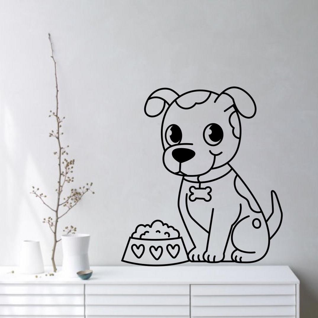 Cão fofo – Autocolante em vinil para berçário de cachorros, quarto infantil, área para animais de estimação