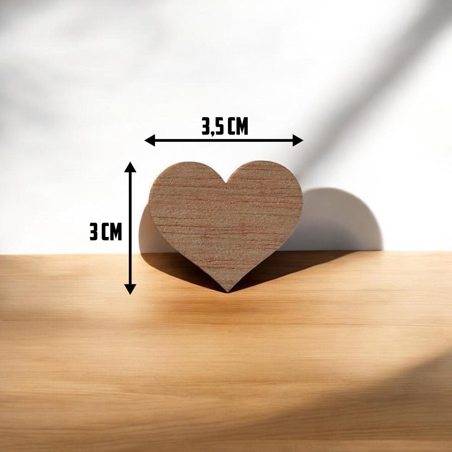 Formas de coração em madeira – Blanks de artesanato cortados a laser (10–100 peças) – 30x35 mm, 3 mm de espessura para bricolage, pintura e decoração
