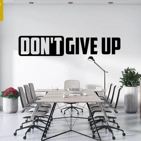 "DON’T GIVE UP" Autocolante motivacional de parede em vinil – Escritório, ginásio, vidro ou qualquer superfície lisa