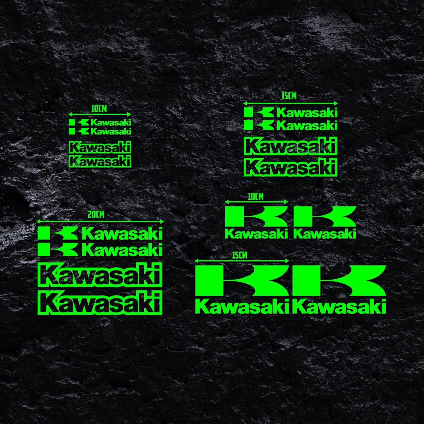 Kit de Autocolantes Kawasaki (Conjunto de 16) – 16 Autocolantes de Vinil Premium para Motos, Carros, Capacetes e Paredes | Autocolantes Kawasaki Impermeáveis e Duráveis