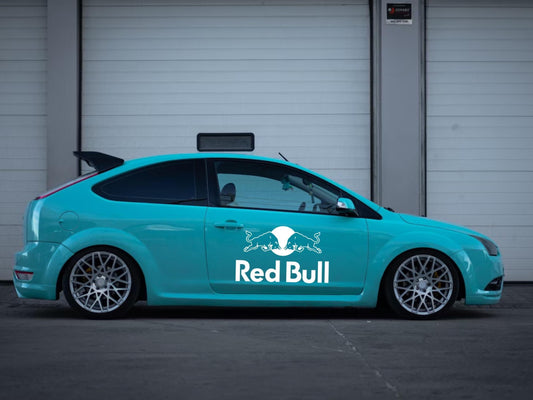 Conjunto de 2 autocolantes em vinil Red Bull – Autocolantes duráveis para carro, carrinha, janela e parede | Vinil Avery Dennison