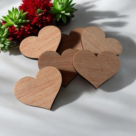Formas de coração em madeira – Blanks de artesanato cortados a laser (10–100 peças) – 30x35 mm, 3 mm de espessura para bricolage, pintura e decoração
