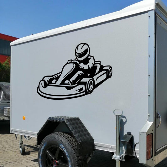 Silhueta de Kart em vinil - Conjunto de 2 autocolantes - Carrinhas, Vidros, Reboques e muito mais