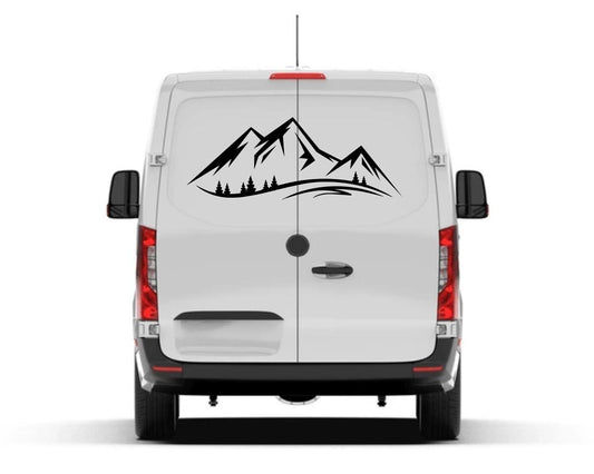 Autocolante de montanha em vinil – Autocolante ideal para carrinha Camper Van – Atrelado, caravana, carro, janela, parede ou superfície exterior