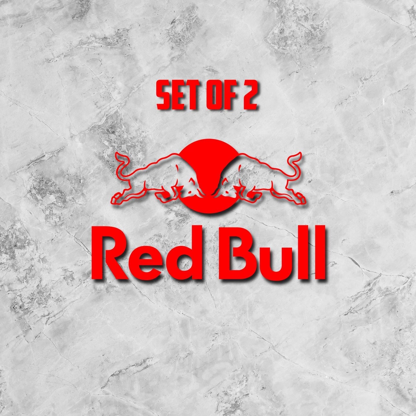 Conjunto de 2 autocolantes em vinil Red Bull – Autocolantes duráveis para carro, carrinha, janela e parede | Vinil Avery Dennison