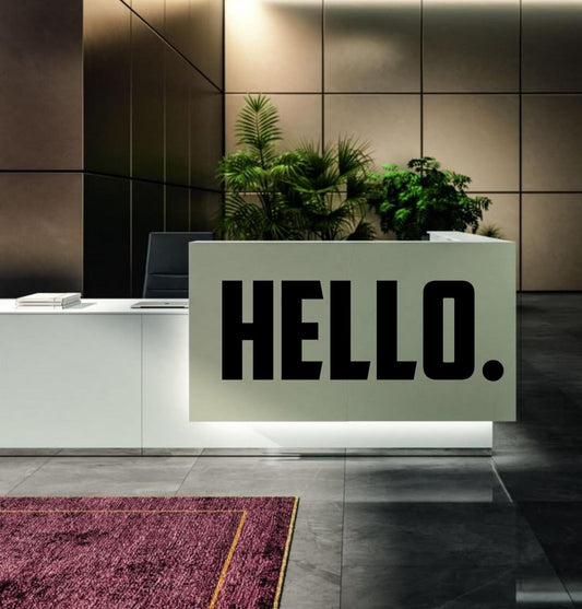 Autocolante de parede em vinil moderno – “HELLO.” – Autocolante de vinil recortado para casa ou escritório