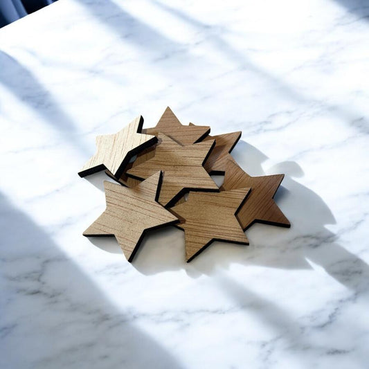 Formas de estrelas em madeira – Formas para artesanato cortados a laser (10–100 peças) – 35x35 mm, 3 mm de espessura – Sem acabamento para artesanato DIY e de Natal